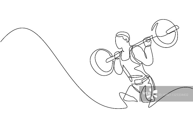 年轻的健美运动员一笔画图片素材