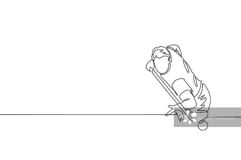 年轻英俊男人的连续线条画图片素材