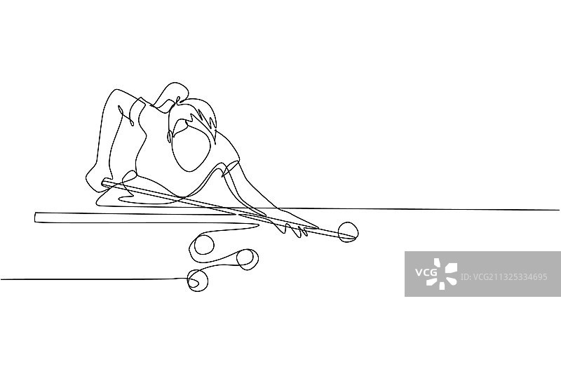 年轻英俊男人的连续线条画图片素材