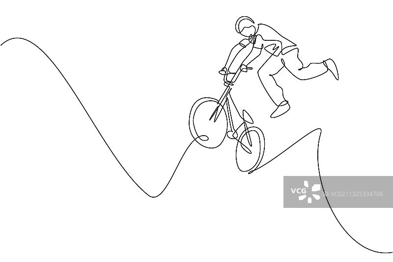 BMX自行车单线连续画图片素材