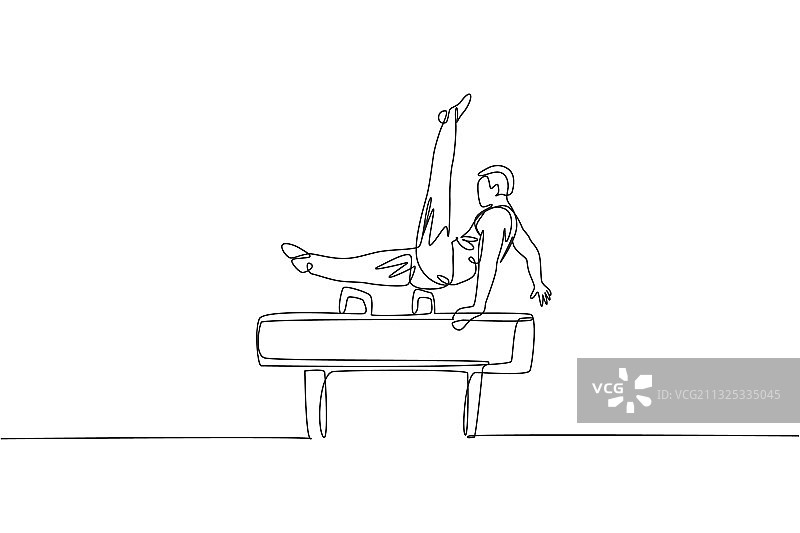 英俊的年轻体操运动员单线画图片素材