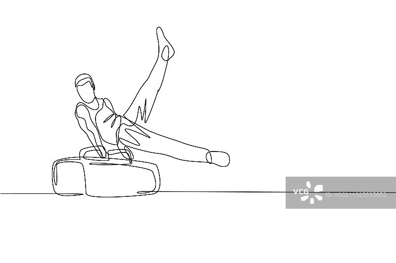 英俊的年轻体操运动员单线画图片素材