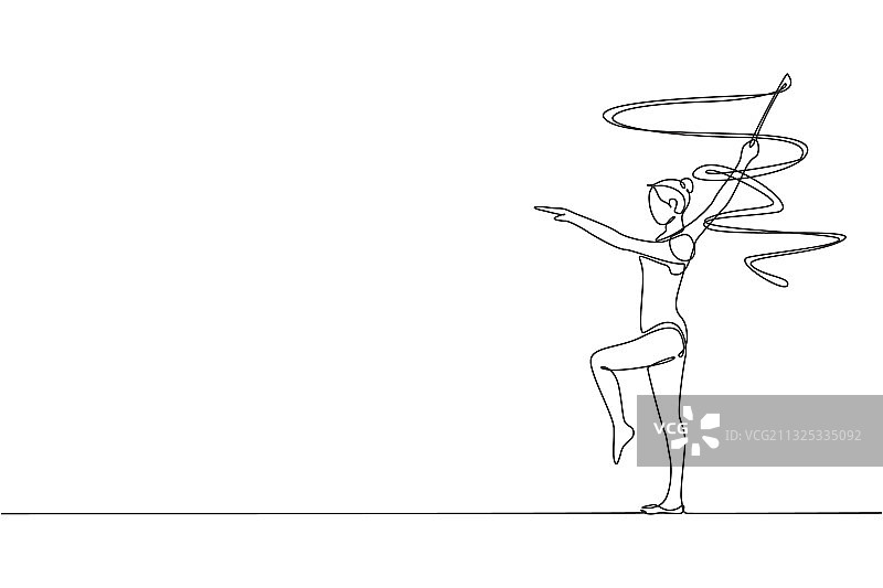 年轻芭蕾舞演员一笔画图片素材