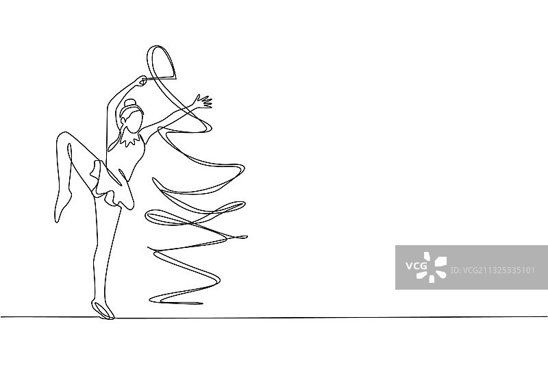 年轻芭蕾舞演员一笔画图片素材