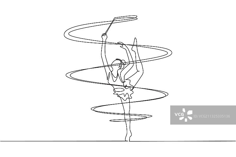 年轻芭蕾舞演员一笔画图片素材