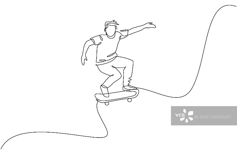 时尚青年单线连续绘图图片素材