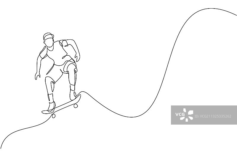 时尚青年单线连续绘图图片素材