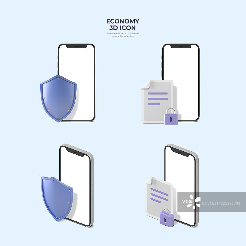 金融3D图标：移动支付安全图片素材