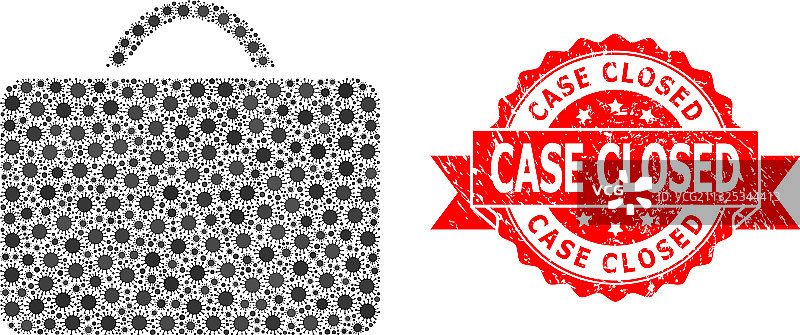 已结案印章和COVID马赛克案例图片素材