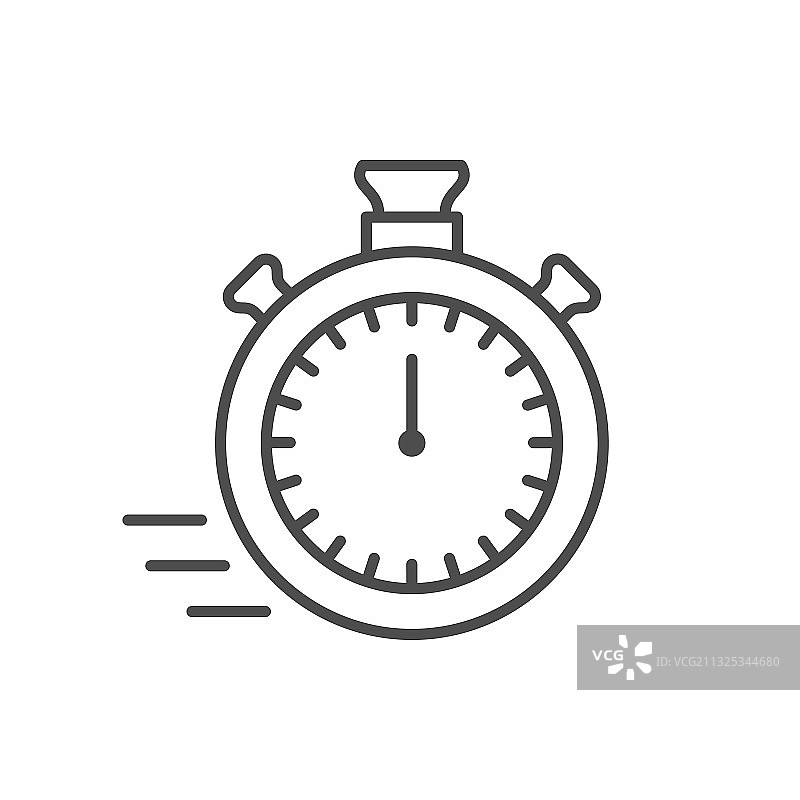 秒表线性图标或时间概念图片素材