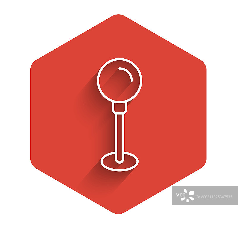 白色线条图钉图标，带长阴影图片素材