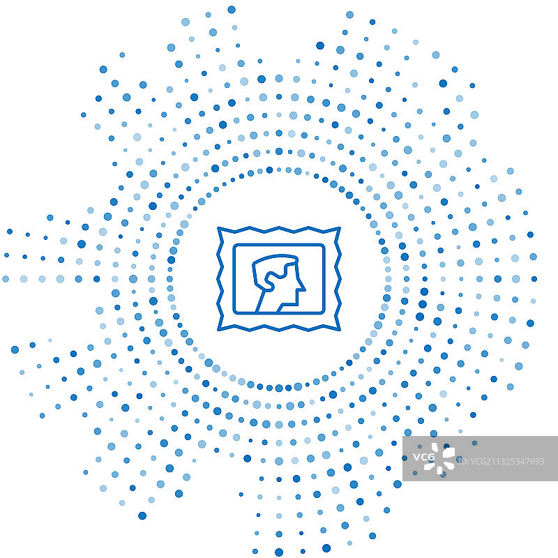 蓝色线条邮票图标图片素材
