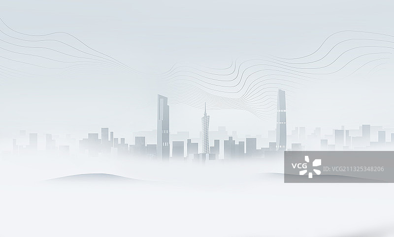 广州小蛮腰地标城市剪影插画图片素材