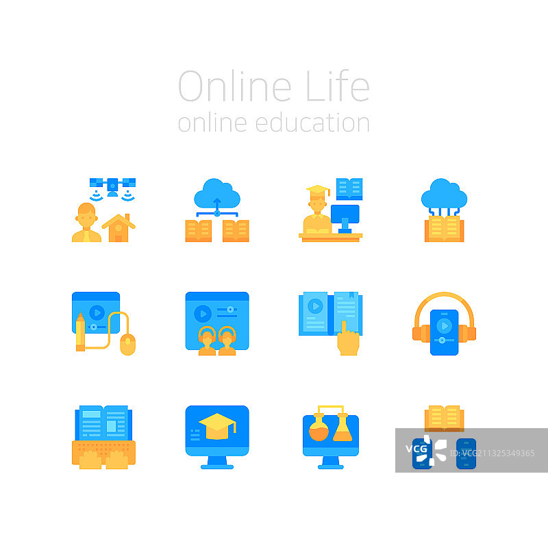 在线非接触式教育图标系列图片素材