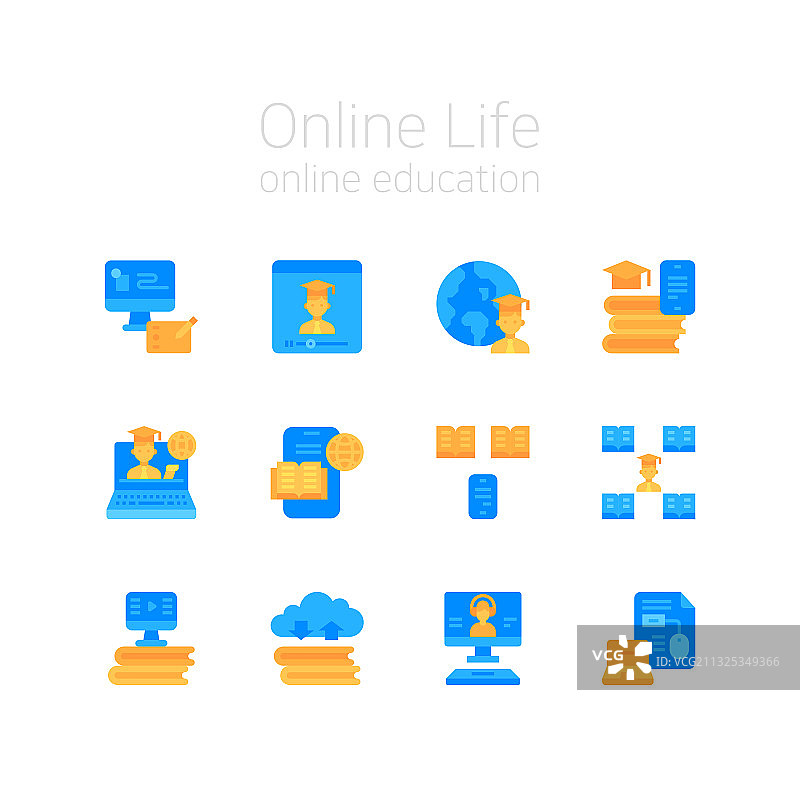 在线非接触式教育图标系列图片素材