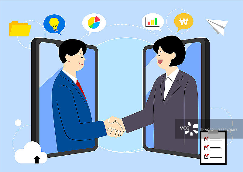 新常态：非接触式商务工作概念插图图片素材