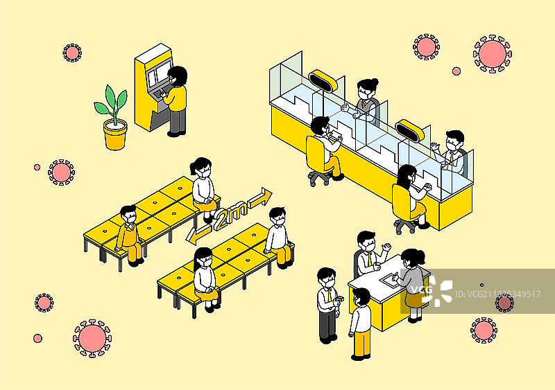 新冠病毒的消毒、隔离和社交距离图片素材