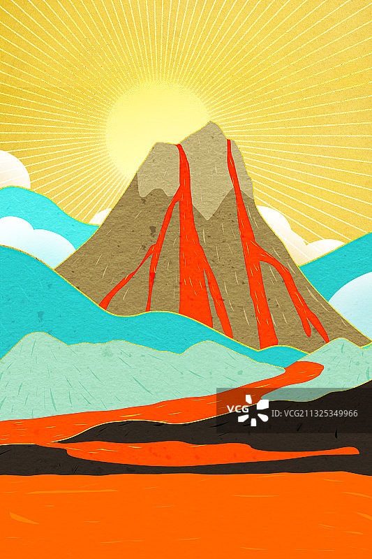 火山风景装饰画图片素材