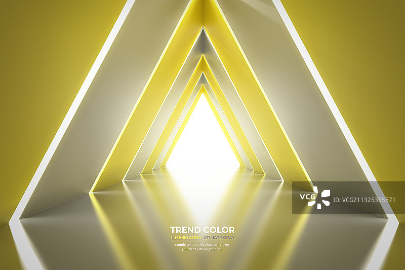 2021年度流行色：终极灰和明亮黄3D渲染图图片素材