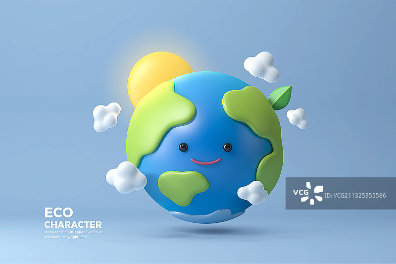 地球3D渲染角色，环境保护概念图片素材