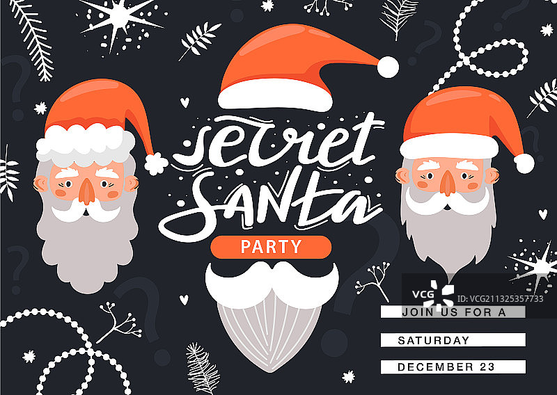 秘密圣诞老人邀请函模板图片素材