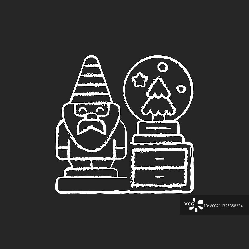 黑色背景上的粉笔白色装饰小雕像图标图片素材