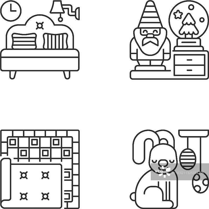 家居用品线性图标集图片素材