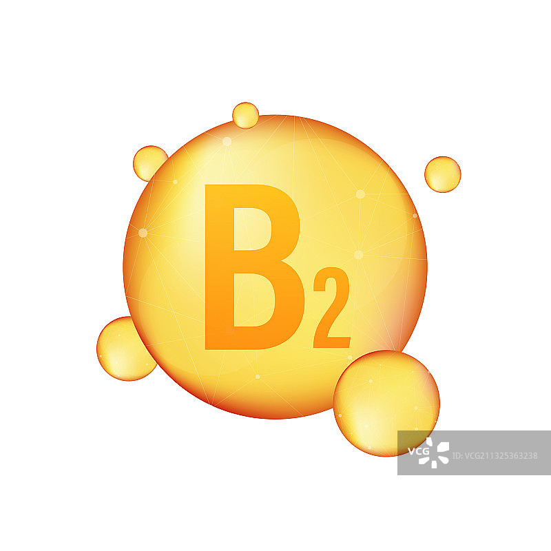 维生素B2金色发光图标（抗坏血酸）图片素材