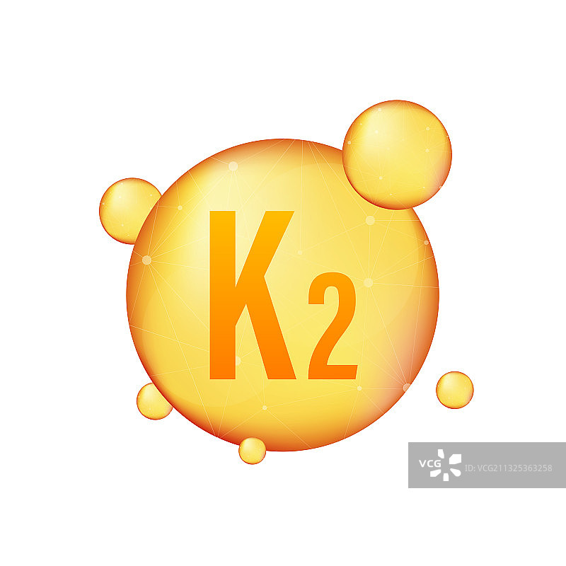 维生素K2金色发光图标抗坏血酸图片素材