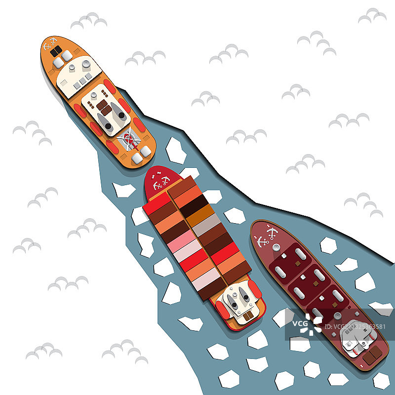 破冰船引领船只图片素材