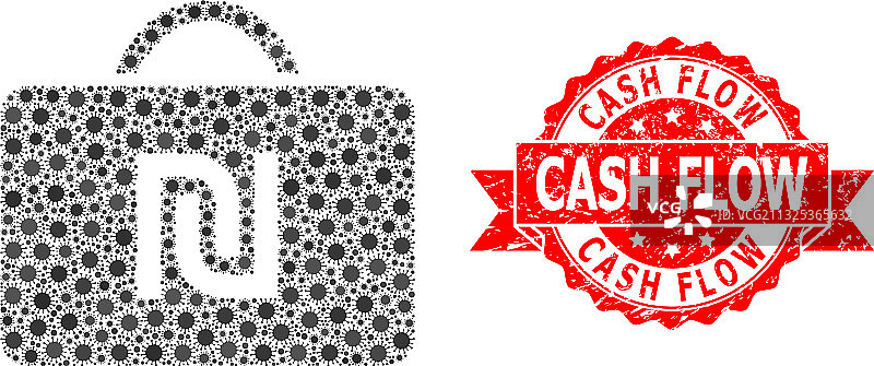 带划痕的现金流印章和COVID-2019马赛克图片素材