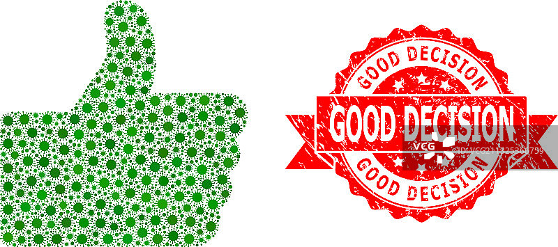 良好决策印章和Covid-2019马赛克图片素材