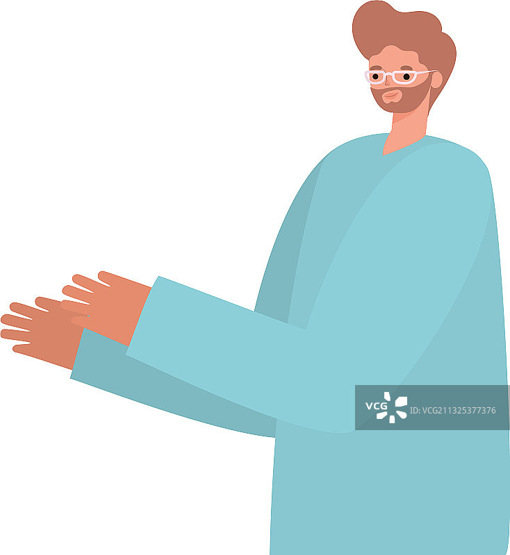 棕色头发和蓝色外套的男人图片素材