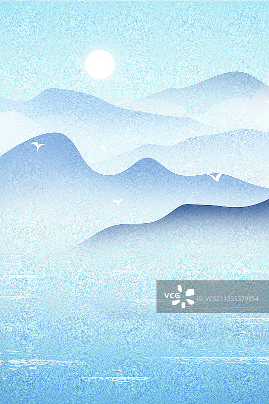 山水风景插画图片素材