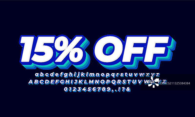 15%折扣促销3D分层蓝色图片素材