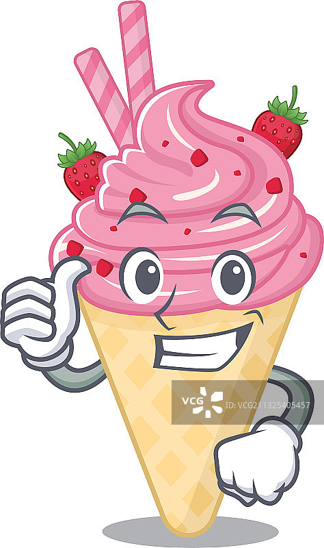 草莓冰淇淋卡通角色设计图片素材