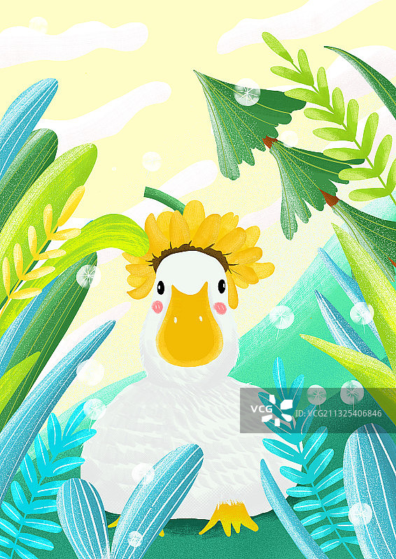 带花的小鸭子图片素材