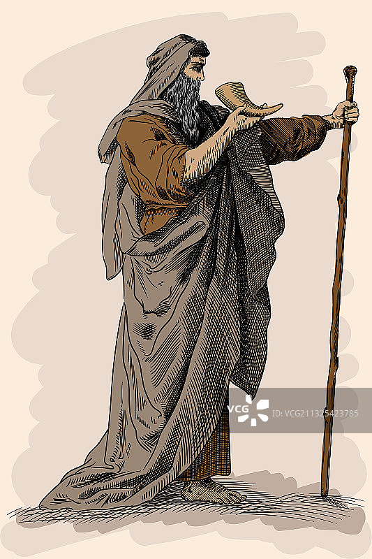 拄着拐杖的年老乞丐图片素材