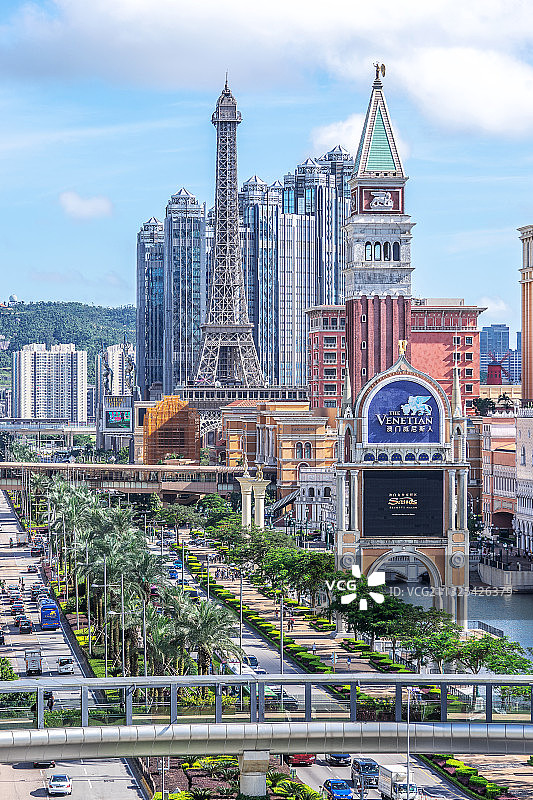 中国澳门赌场酒店建筑群城市天际线图片素材