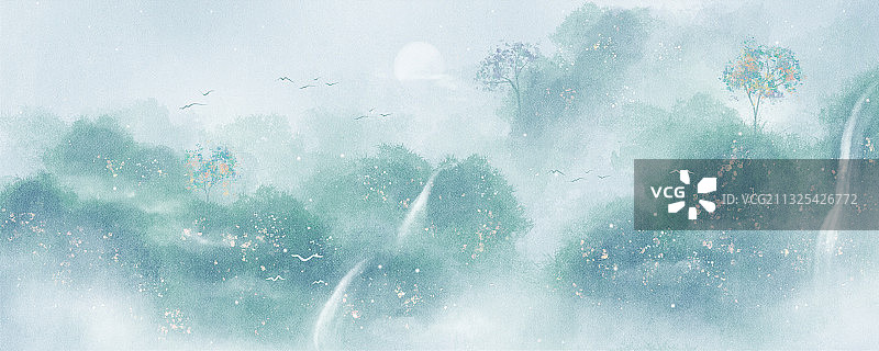 中国风意境山水画图片素材