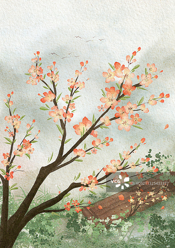 水墨风花卉插画图片素材