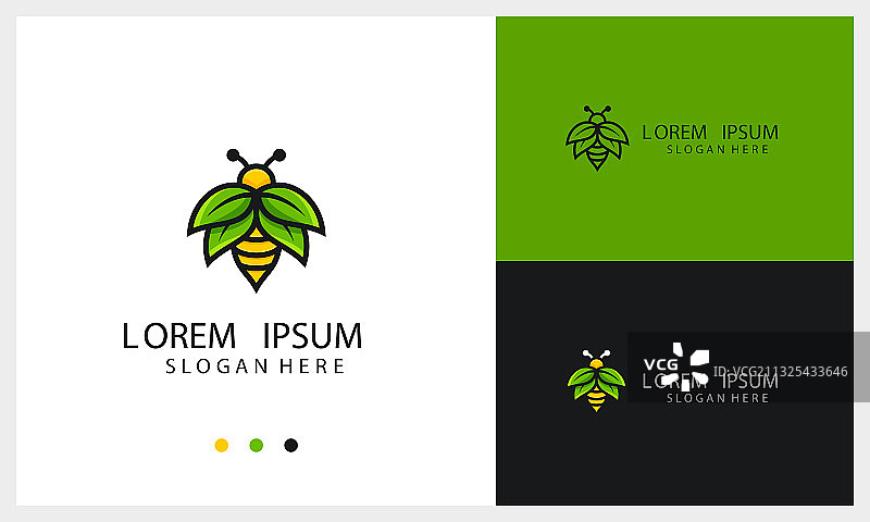 带自然翅膀的蜜蜂Logo设计模板图片素材