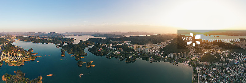 浙江省杭州市淳安县千岛湖全景图片素材
