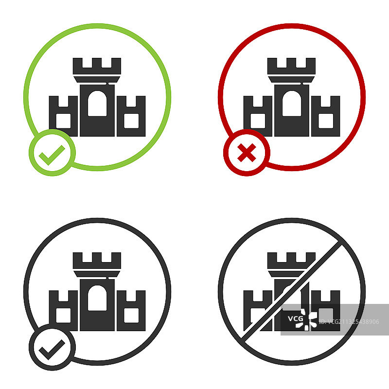 白色背景上的黑色城堡图标图片素材