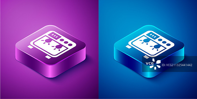 2.5D生物安全箱图标，蓝色背景图片素材