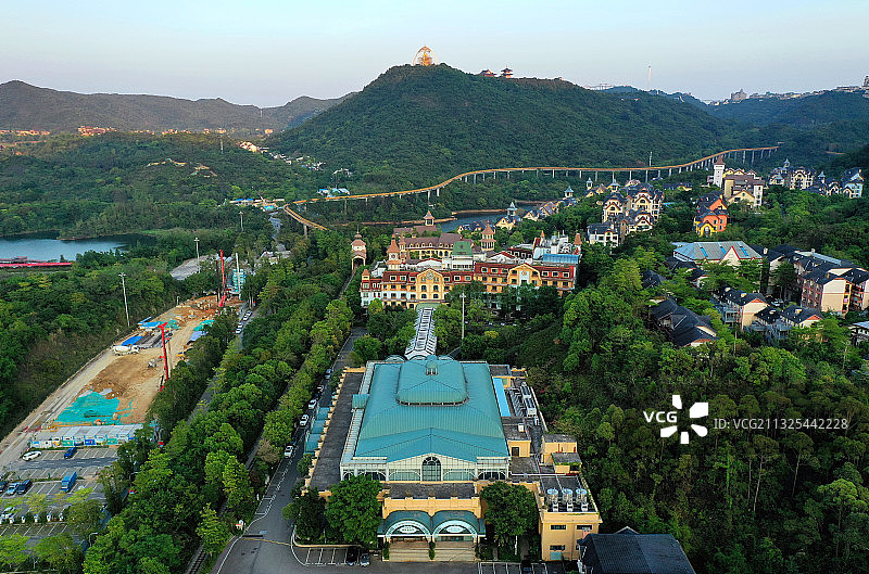 广东省深圳市盐田区东部华侨城三洲田茶溪谷航拍图片素材