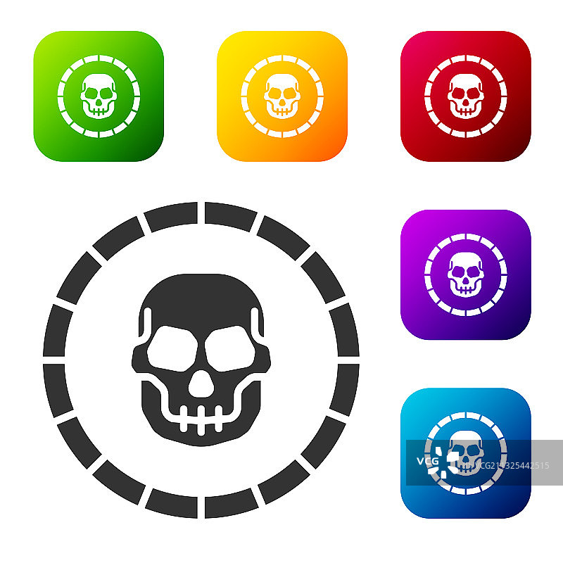 白色背景上的黑色海盗硬币图标图片素材