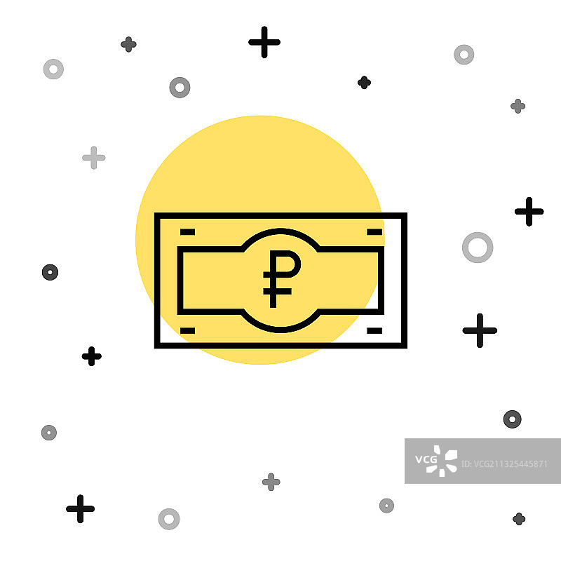 黑色线条俄罗斯卢布纸币图标图片素材