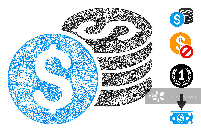 网络美元硬币堆叠网格图片素材