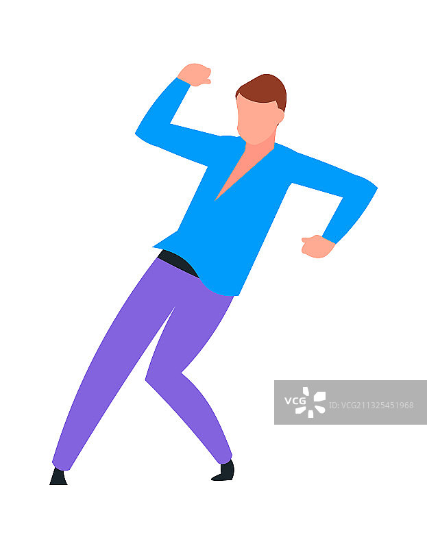 迪斯科之夜跳舞的年轻男人卡通形象图片素材